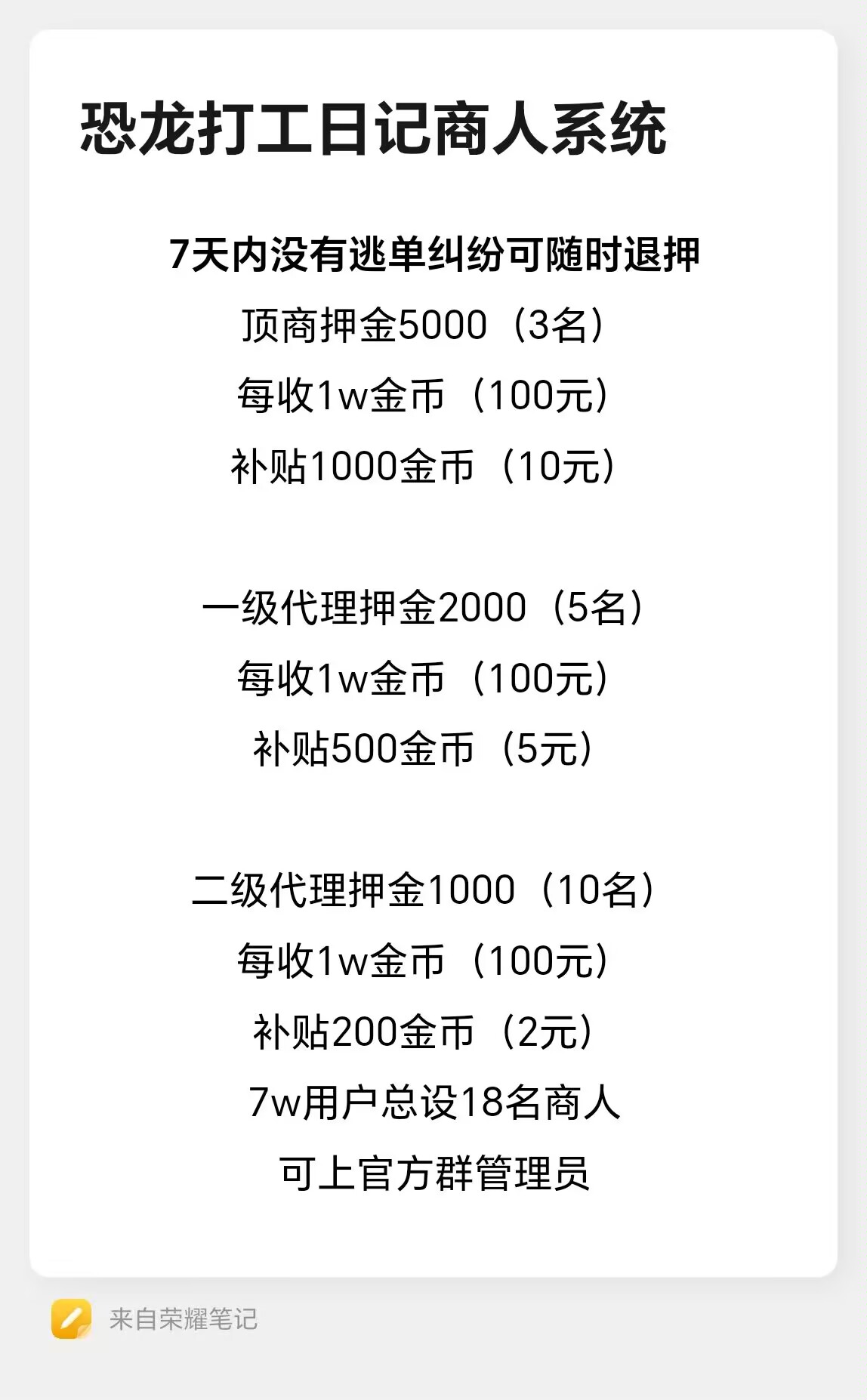 恐龙打工日记分红模式，大逃杀已上转赠已开！