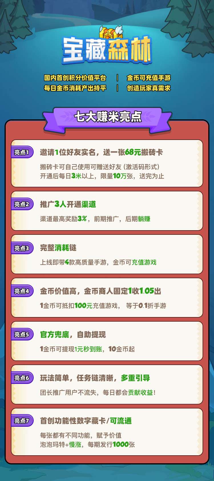 《宝藏森林》零撸，保底收益高，未来yin行模式，首码扫码领洪包